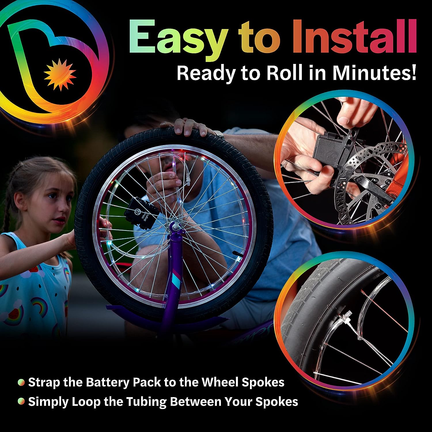 BRIGHTZ WheelBrightz Pastel Battery Powered LED Lights For